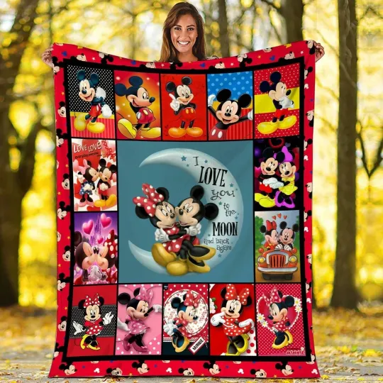 Discover Mickey Mouse And Minnie Mouse Plush Fleece Blanket, Couple Blanket