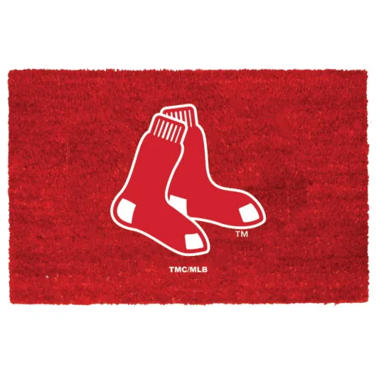 Discover Boston Red Sox MLB 30'' Red Team Coir fiber & Pressed Rubber Jute Door Mat Rug