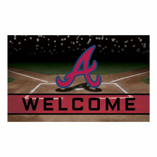 Discover Atlanta Braves Crumb Rubber 30x18 Welcome Door Mat