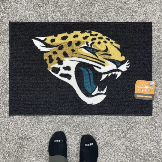 Discover Jacksonville Jaguars Accent Rug 19x30 Licensed football Football Floor Door Mat Black