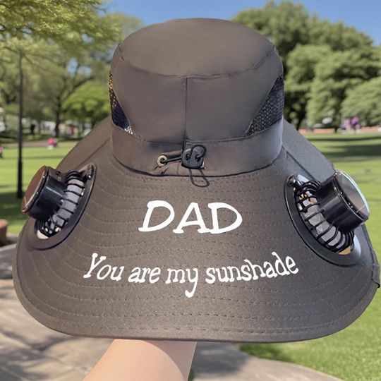 Personalized Solar Fan Hat for Men, Dad, Fishing, Sun Protection
