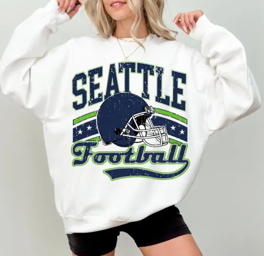 Discover Vintage Seattle Football Sweatshirt Retro Fan Gift Game Day Crewneck USA Fans
