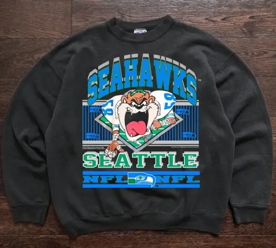Vintage Tasmanian Looney Tunes Seahawks Seattle football crewneck sweatshirt