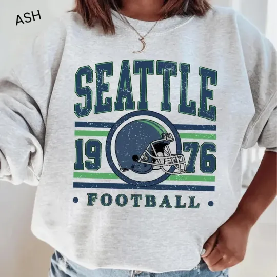 Discover Vintage Seahawk Football Sweatshirt, Retro Seattle 1976 Fan Gift, Game Day