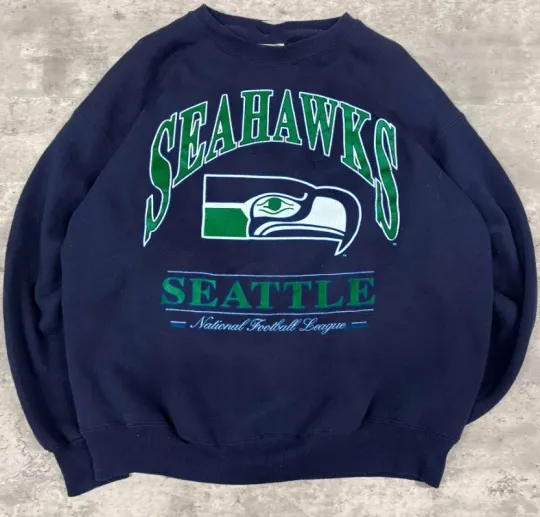 Discover Seattle Seahawks football Football Team logo navy Crewneck Sweatshirt