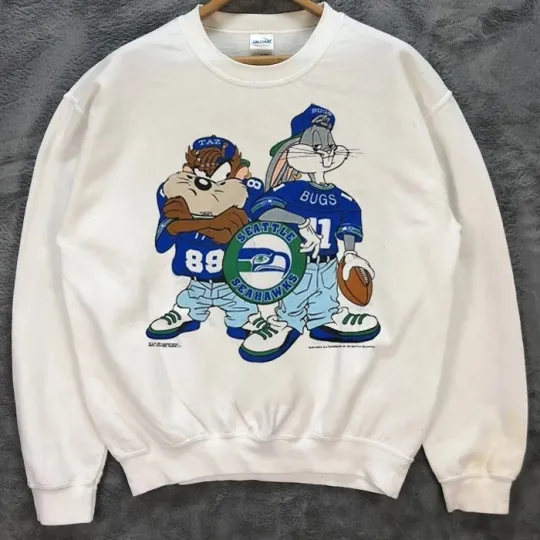 Seattle Seahawks 1993 Taz Shirt Looney Tunes Bug Bunny Sweatshirt