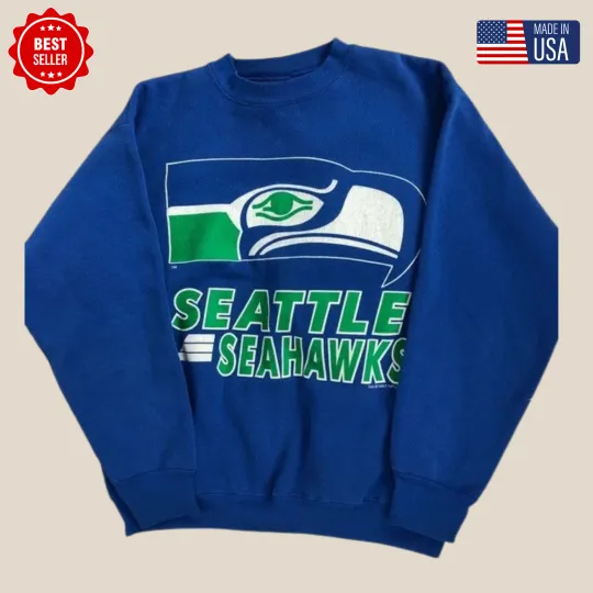 Discover HOT!! Vtg 90s Seattle Seahawks Football Sweatshirt