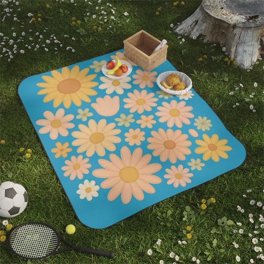 Floral Picnic Mat , Outdoor Fun Mat, Spring Summer Gift for Nature Lovers & Families, Lightweight Travel Throw, Vibrant Pattern Camping -