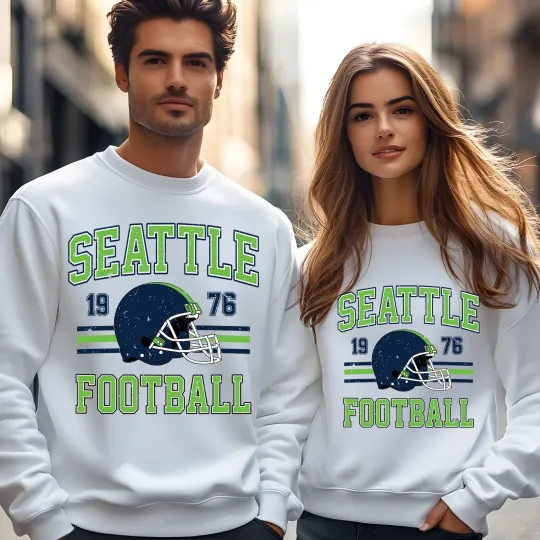 Discover Seattle Retro Style Football Sweatshirt Seattle Vintage Fan Gift Crewneck