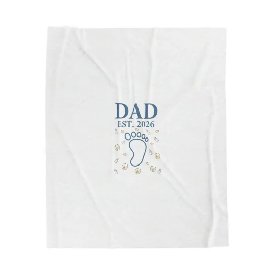 Discover Dad Est. 2026 Velveteen Plush Blanket | New Dad Keepsake