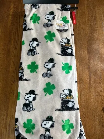 Discover 2026 Peanuts Snoopy Pot of Gold Leprechaun St. Patrick’s Plush Throw 60x70"