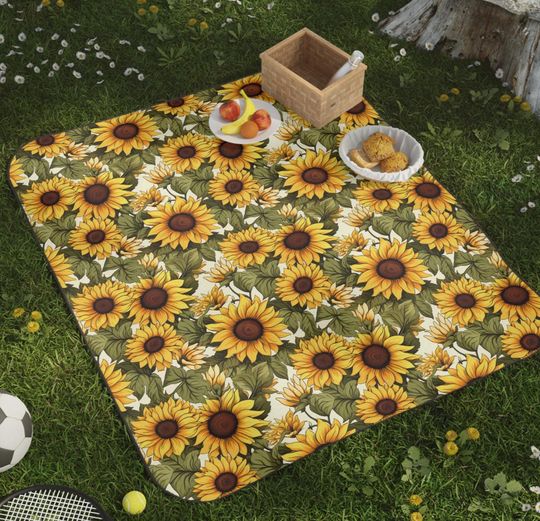Sunflower Picnic Mats, Cottagecore  Floral Outdoor Mat