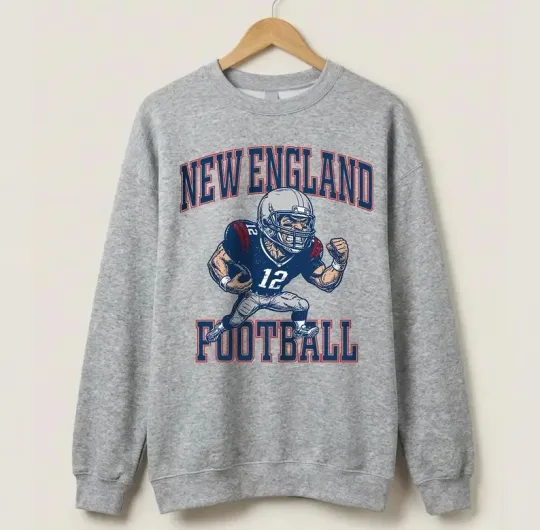 Discover New England Football cartoon ash color crewneck sweatshirt VK08784