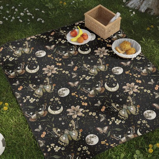 Picnic Mats Moth & Moon Floral, Beach Rugs Butterfly, Picnic Mat