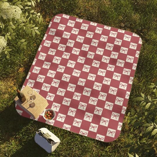 Red Gingham Bow Pattern Picnic Mats| Outdoor Picnic Mat