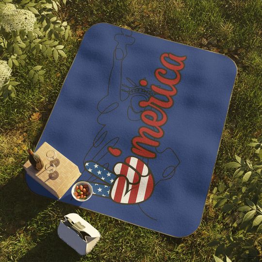 Merica Heart Flag Picnic Mats | American Flag Patriotic Outdoor Mat