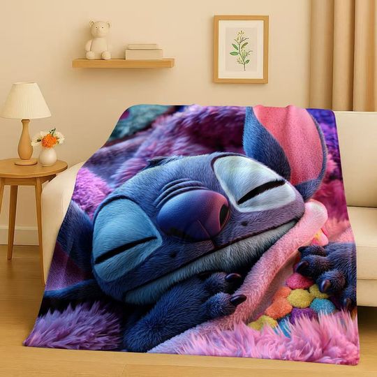 2026 New Stitch Saniro Cartoon Christmas Gift Flannel Blanket,Ultra Soft Plush Throw for Home Bedroom Bed Sofa Cover Kids Picnic
