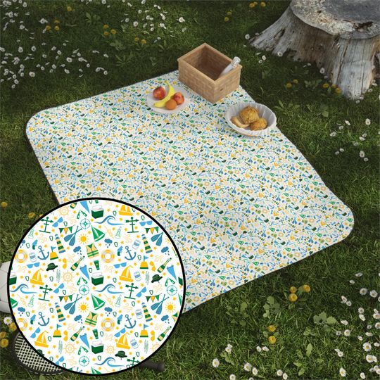 Nautical Sailing Print Picnic Mat