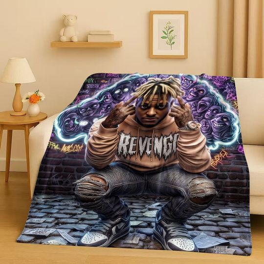 Discover 2026 New Top Hip Hop Rapper Star Cartoon Art Flannel Blanket,Ultra Soft Warm Plush Throw for Home Bedroom Bed Sofa Cover Office