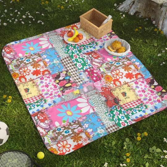 Floral Patchwork Picnic Mats: Waterproof Cottagecore Outdoor Mat