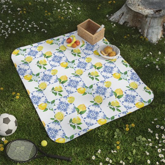 Amalfi Coast Picnic Mat: Lemon Print, Travel Picnic Rug