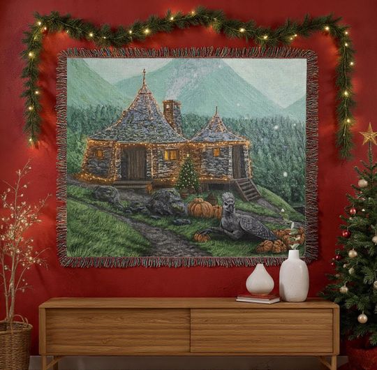 Hagrid's Hut Woven Tapestry Blanket, Harry Potter Inspired Decor