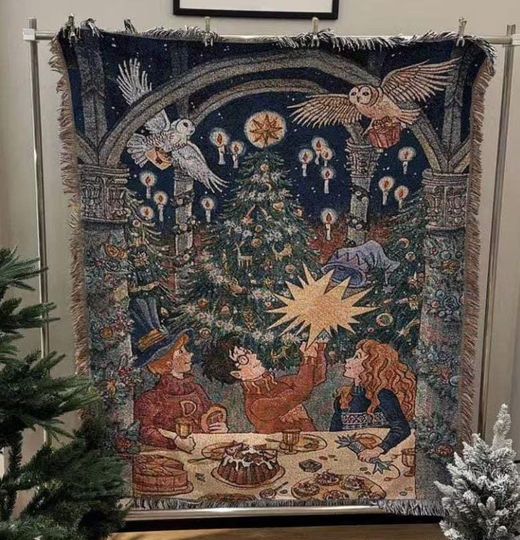 Discover Christmas Wizarding Throw Blanket | Potter-Inspired Magic Blanket, Enchanting Winter Decor, Soft Warm Blanket for Home and Gift, 51*63inches