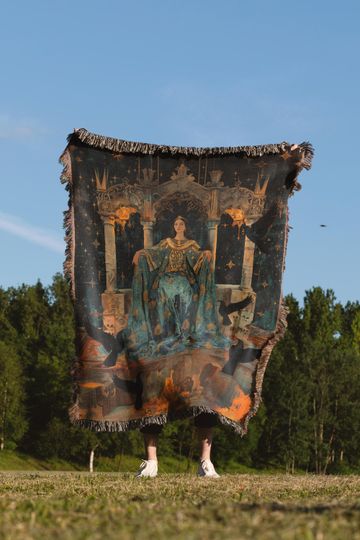 Raven House Blanket | Raven Magical Tapestry | Rowena Blanket | Cozy Wizard Decor | HP House Gift
