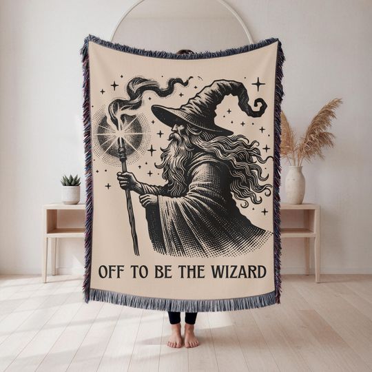 Discover Wizard Woven DnD Blanket: Wizard Class RPG Throw, Cotton DnD Tapestry, Fantasy Decor, Wizard Hat Blankets, Magic Gift for DnD Player, 4DND4U