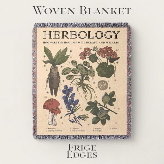 Herbology Woven Blanket Potter Tapestry Herbology Tapestry Wizarding World Witchcraft And Wizardry Booktok Blanket