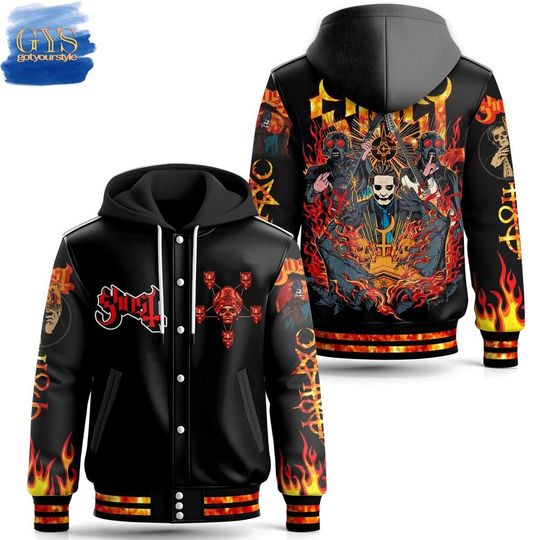 Ghost Band On Fire Limited Edition Hooded Baseball Jacket
