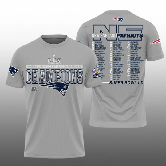 Discover 2026 NE Patriots American Football Conference Champions Bowl LX Players Shirt