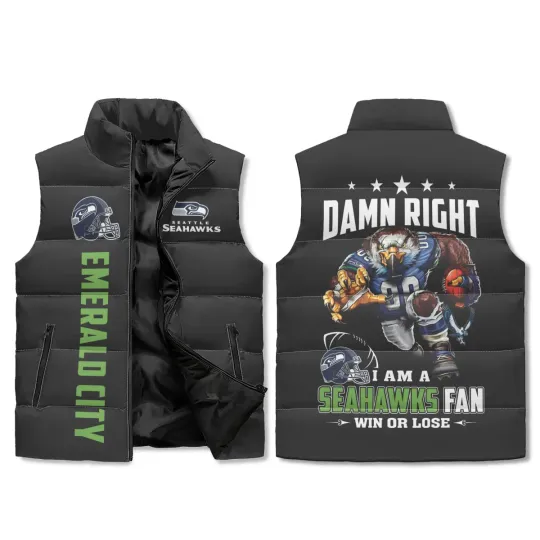 Seattle Seahawks Sporty Mascot Design Sleeveless Jacket