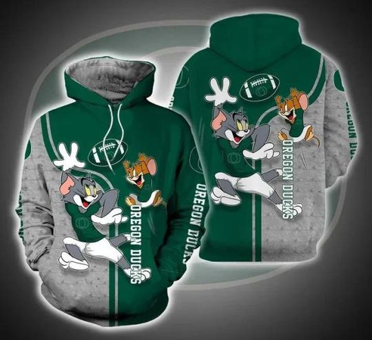 Tom and Jerry Play Football For Oreg ducks 3D Hoodie, Gifts For Her