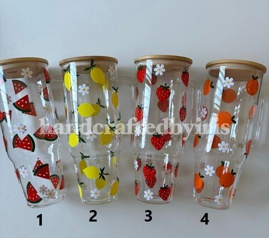 Cute Fruits Glass Tumbler | Glass Tumbler | 40oz Tumbler | Valentines Gift | Valentine | VDay | Gift Ideas | Libbey Glass