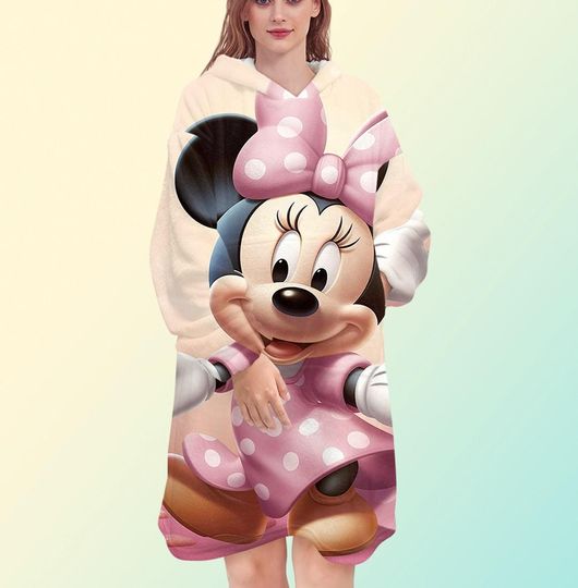 Discover Minnie Mouse blanket hoodie, oversize fleece sweatshirt, Unisex