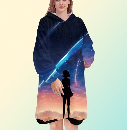 Discover Your Name blanket hoodie, anime oversize fleece sweatshirt, Unisex