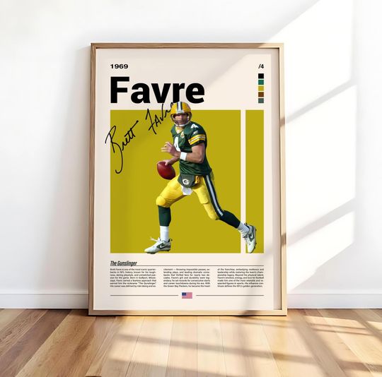 Brett Favre Wall Art - Green Bay Packers Vertical Poster - Football Legend Print