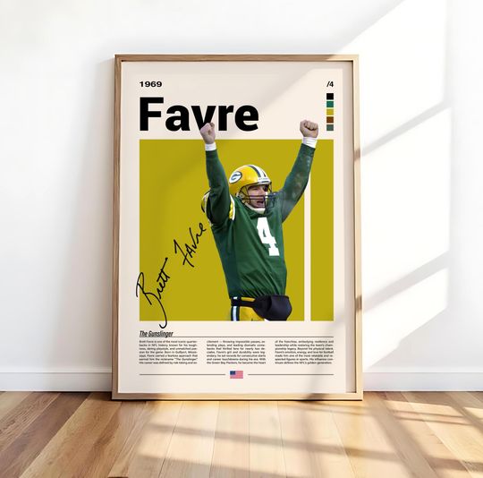 Discover Brett Favre Poster - Football Wall Art, Sports Legend Print, Athlete Room Decor