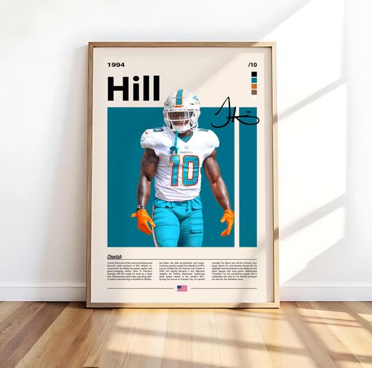 Discover Tyreek Hill Dolphins Football Poster