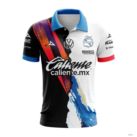Discover Personalized LIGA MX Club Puebla 25/26 Home Mix Away Polo Shirt