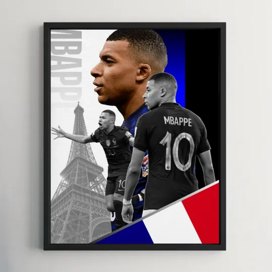 Mbappé France Vertical Poster - Soccer Wall Art for Sports Fans and Home Decor
