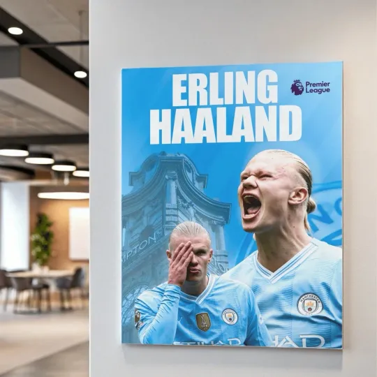 Discover The Viking Forward Erling Haaland Satin Poster for Sports Room Decor