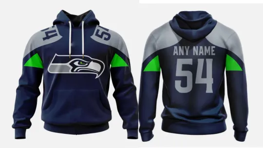 Discover Seattle Football Team Personalized Name and Number 3D Hoodie Home Design
