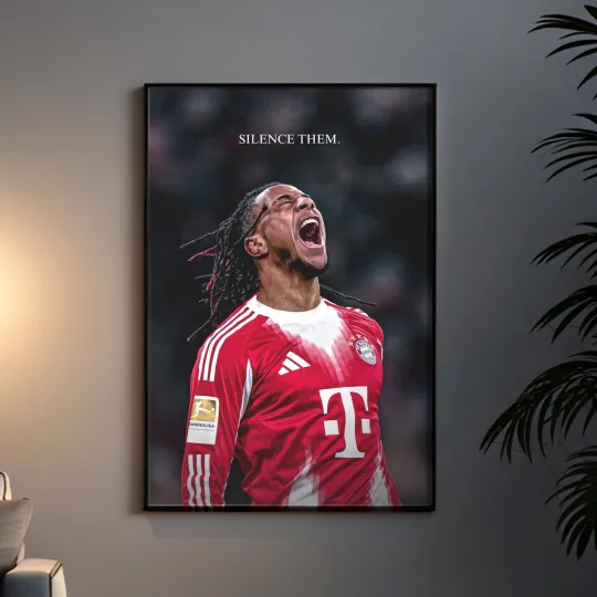 Discover Michael Olise Satin Poster – Powerful Munich Football Scream in “Silence Them”