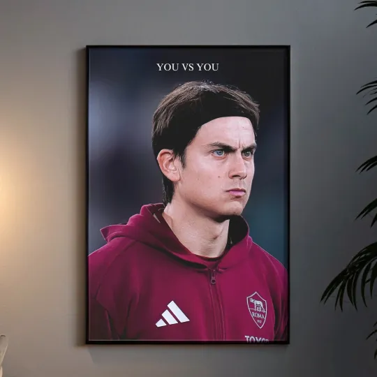 Discover Paulo Dybala Motivational Satin Poster – Football Wall Art with You vs You Quote