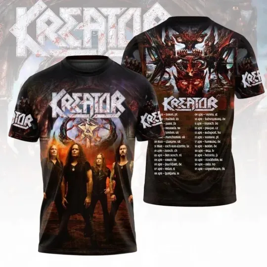 Discover Kreator Krushers Of The World 2026 Tour T Shirt Size S-5XL
