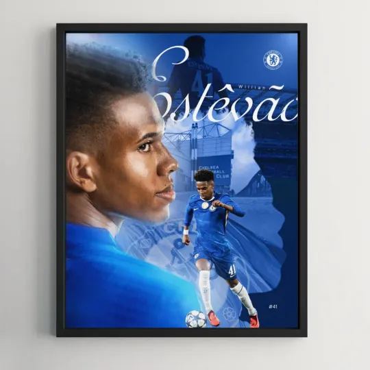Discover Estevão Football Satin Poster | Energetic Chelsea Player Print for Rooms