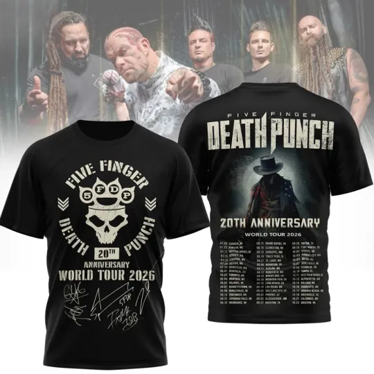 Discover Five Finger Death Punch 20Th Anniversary World Tour 2026 Shirt
