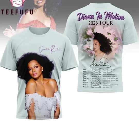 Discover Special Diana In Motion 2026 Tour Graphic Music 3D All Over Print T-Shirt DT932